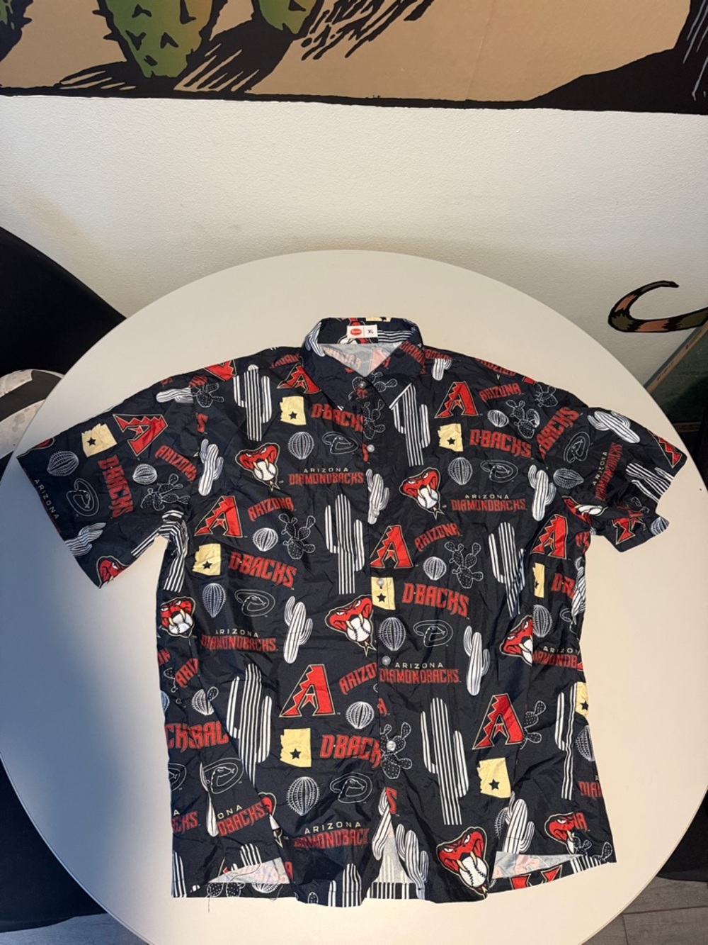 MLB ARIZONA DIAMONDBACKS Short-Sleeve Button-Up Shirt - Black/Red